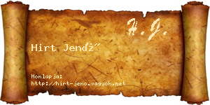 Hirt Jenő névjegykártya